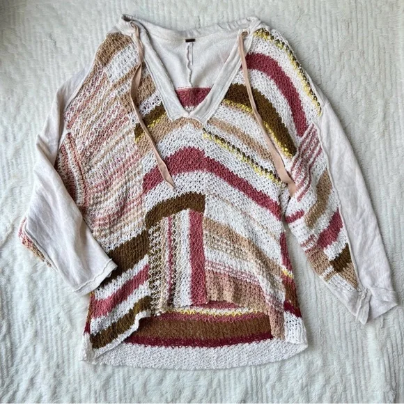 Free People Bayside Knit Tunic Pullover in the Romance Combo​​​ size large - Picture 5 of 15